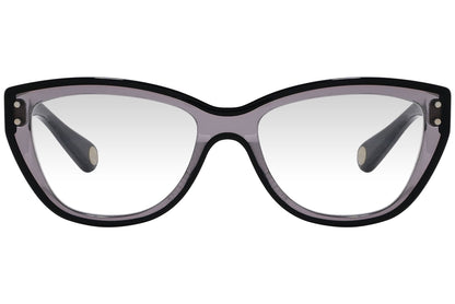 marc jacobs cat-eye black eyeglasses frame viewed from front angle.