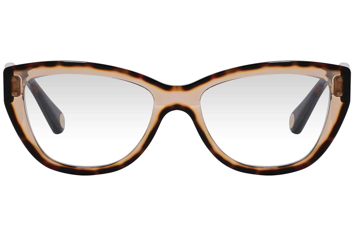 marc jacobs cat-eye tortoise eyeglasses frame viewed from front angle.