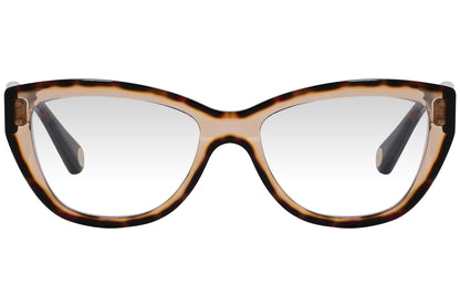 marc jacobs cat-eye tortoise eyeglasses frame viewed from front angle.