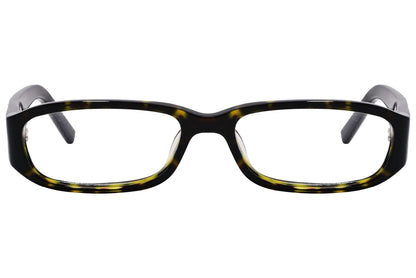 marc jacobs rectangle tortoise eyeglasses frame viewed from front angle.