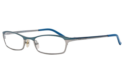 marc jacobs rectangle beetle green eyeglasses frame viewed from a 45-degree angle.