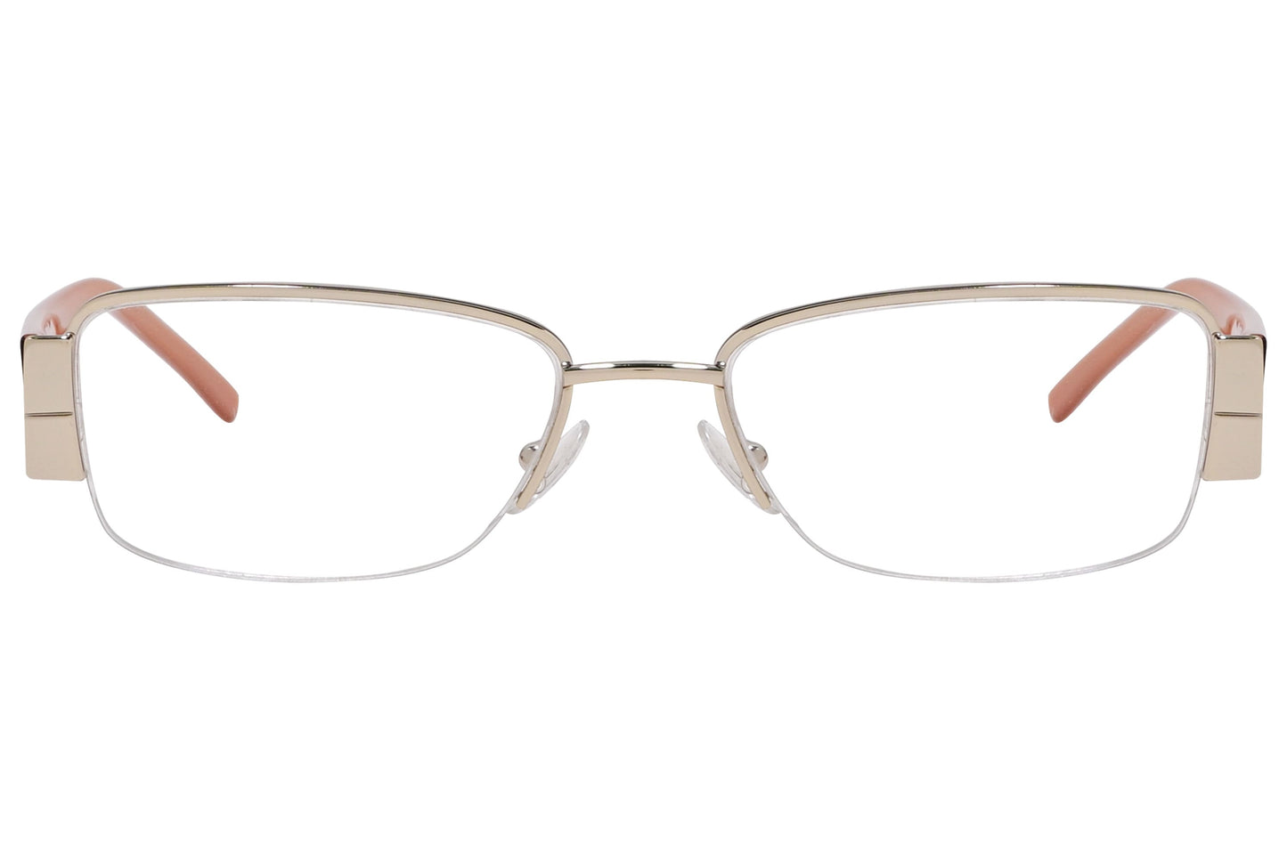 marc jacobs rectangle brown eyeglasses frame viewed from front angle.