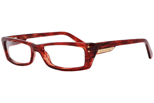 marc jacobs rectangle cherrywood eyeglasses frame viewed from a 45-degree angle.