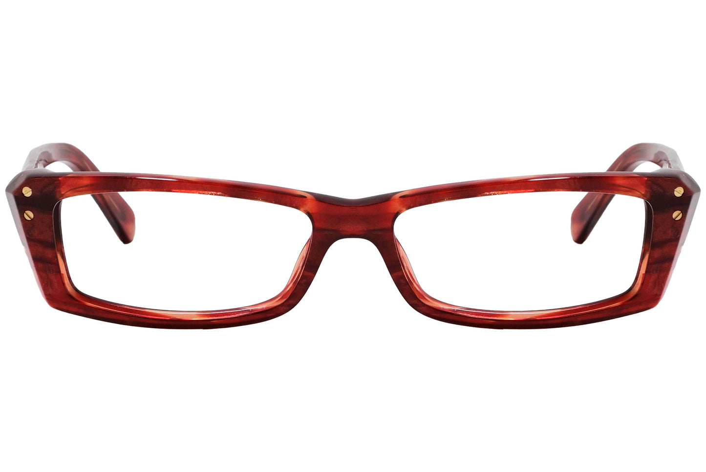 marc jacobs rectangle cherrywood eyeglasses frame viewed from front angle.