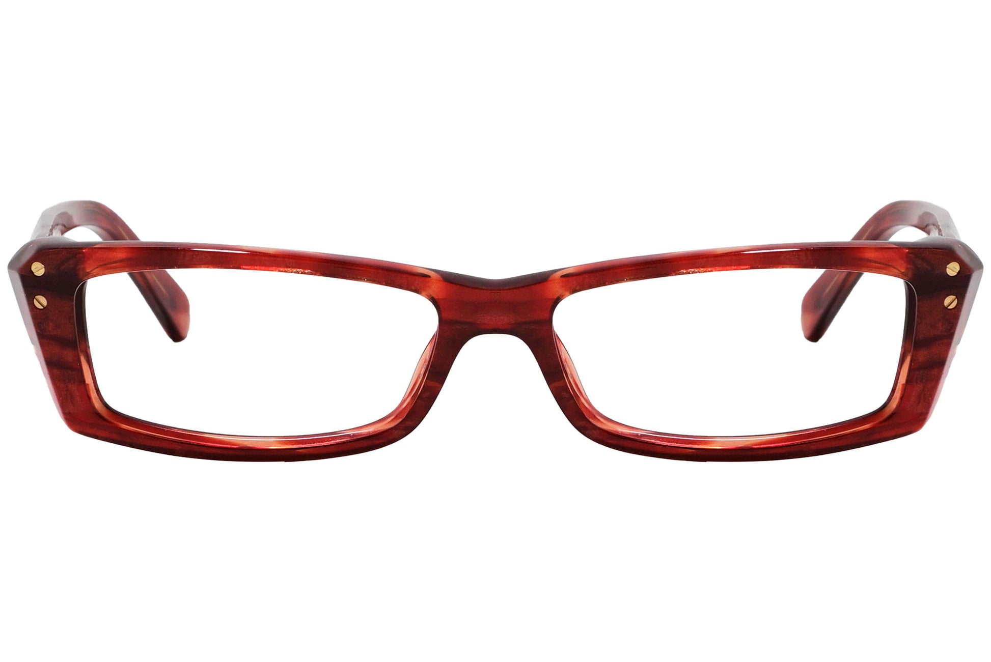 marc jacobs rectangle cherrywood eyeglasses frame viewed from front angle.