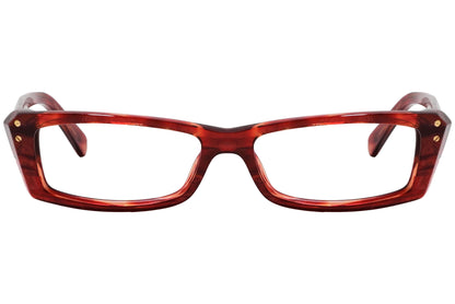 marc jacobs rectangle cherrywood eyeglasses frame viewed from front angle.