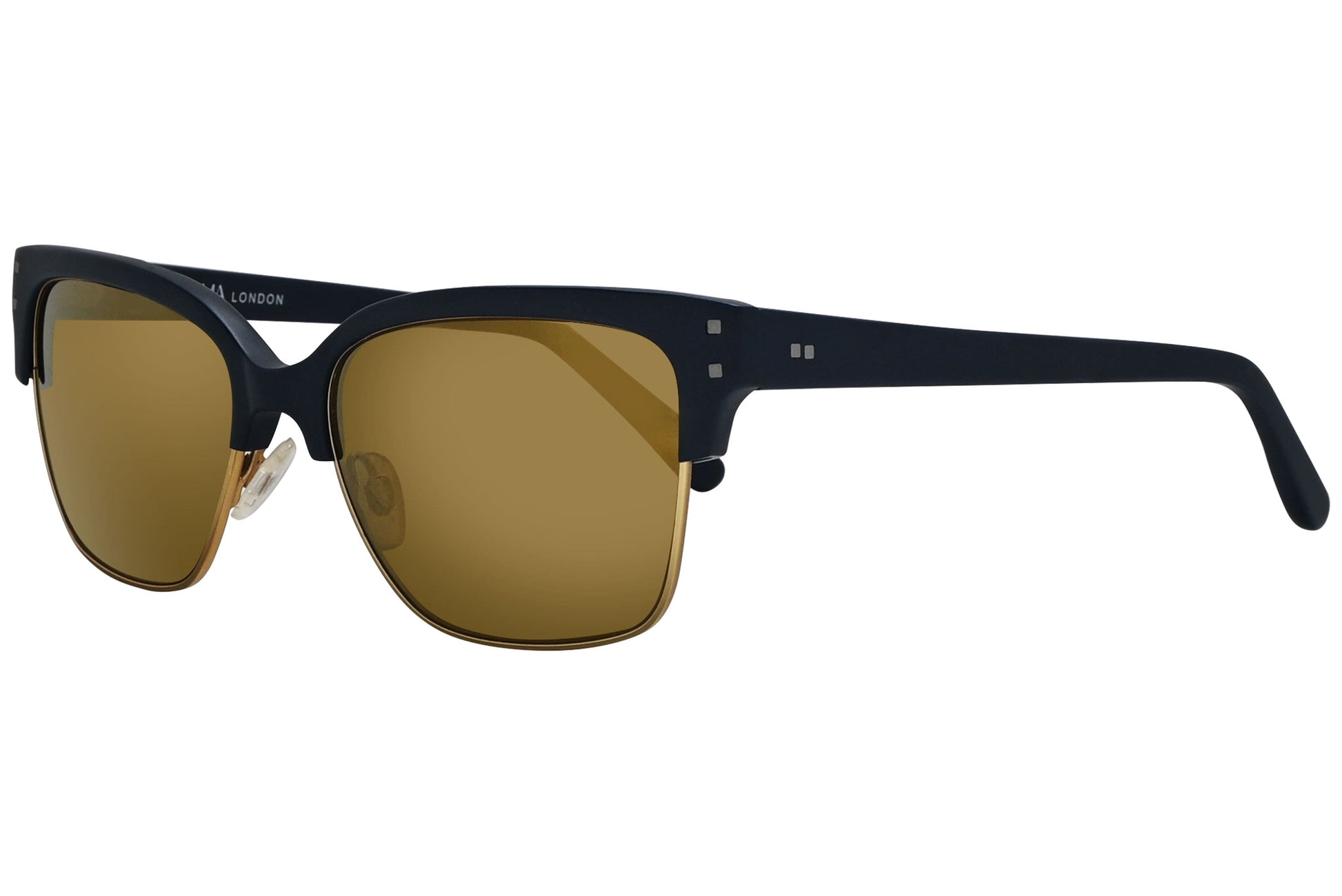 Marma London Blue Color Browline Sunglasses Viewed From A 45-Degree Angle.