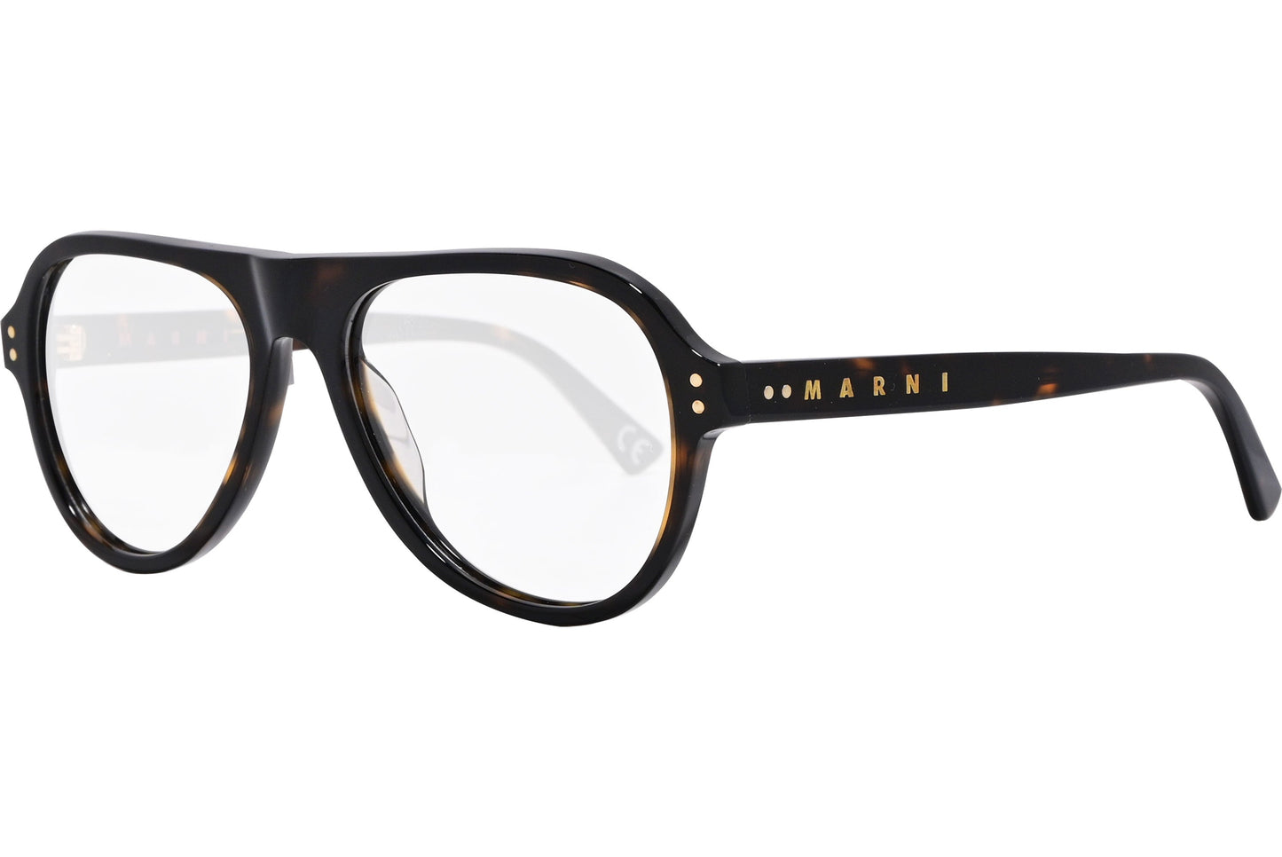 marni aviator tortoise eyeglasses frame 45-degree angle view