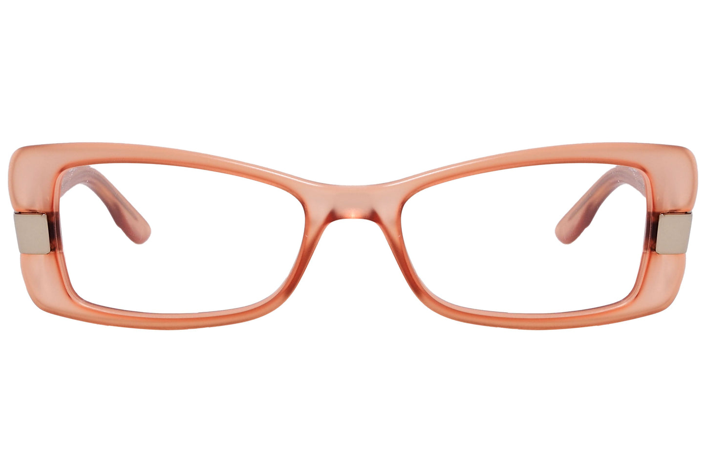 max&co butterfly peach eyeglasses frame viewed from front angle.