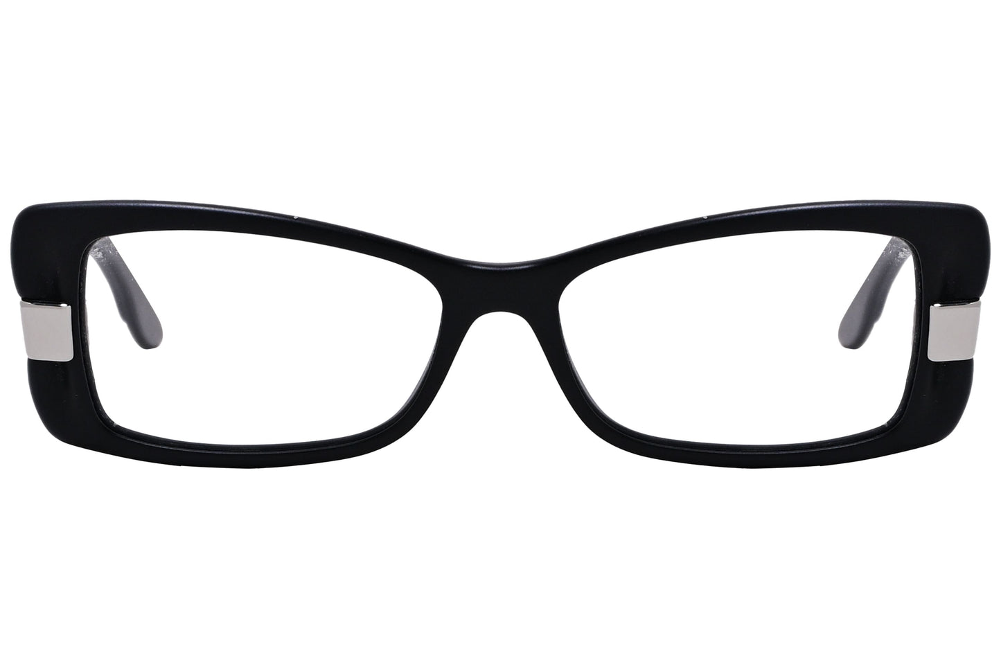 max&co butterfly black eyeglasses frame viewed from front angle.