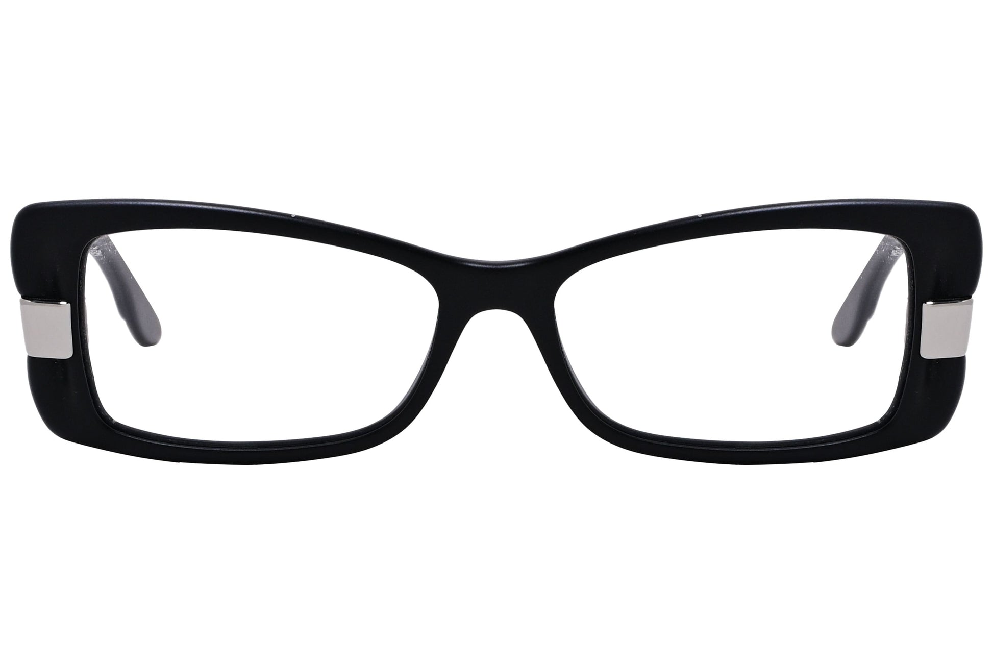 max&co butterfly black eyeglasses frame viewed from front angle.