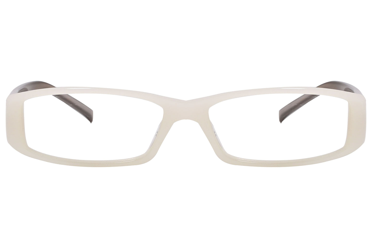 max&co rectangle white and gray eyeglasses frame viewed from front angle.