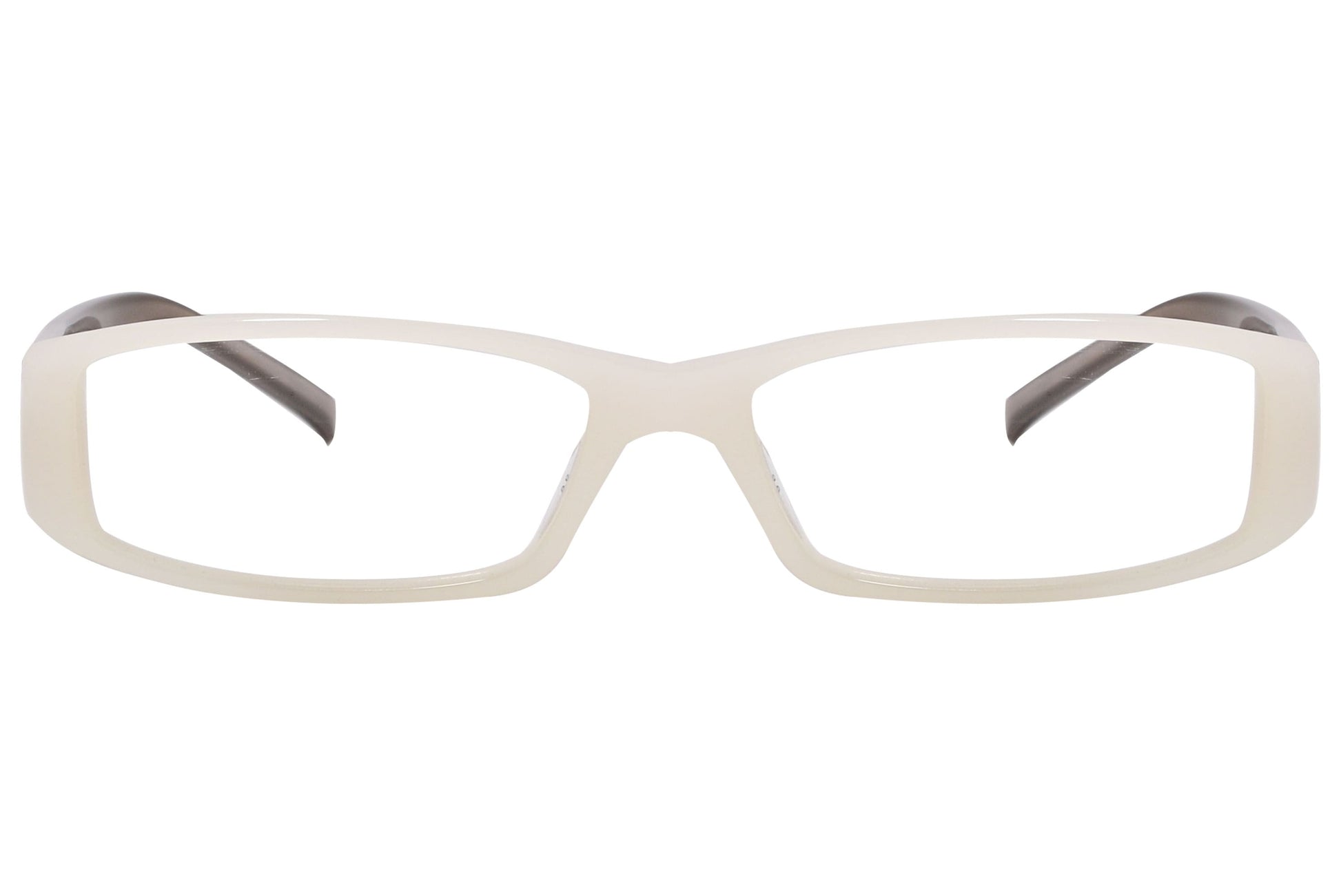 max&co rectangle white and gray eyeglasses frame viewed from front angle.