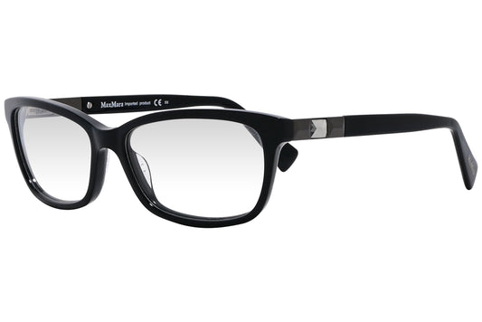 max mara rectangle black eyeglasses frame viewed from a 45-degree angle.