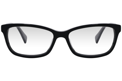 max mara rectangle black eyeglasses frame viewed from front angle.