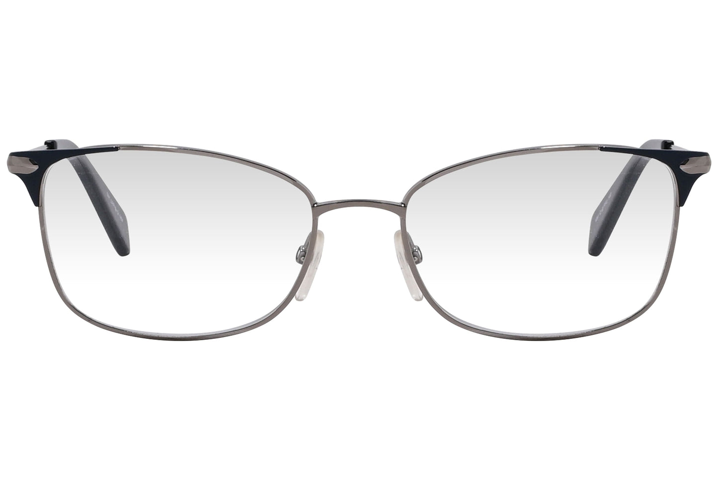 max mara rectangle gray eyeglasses frame viewed from front angle.