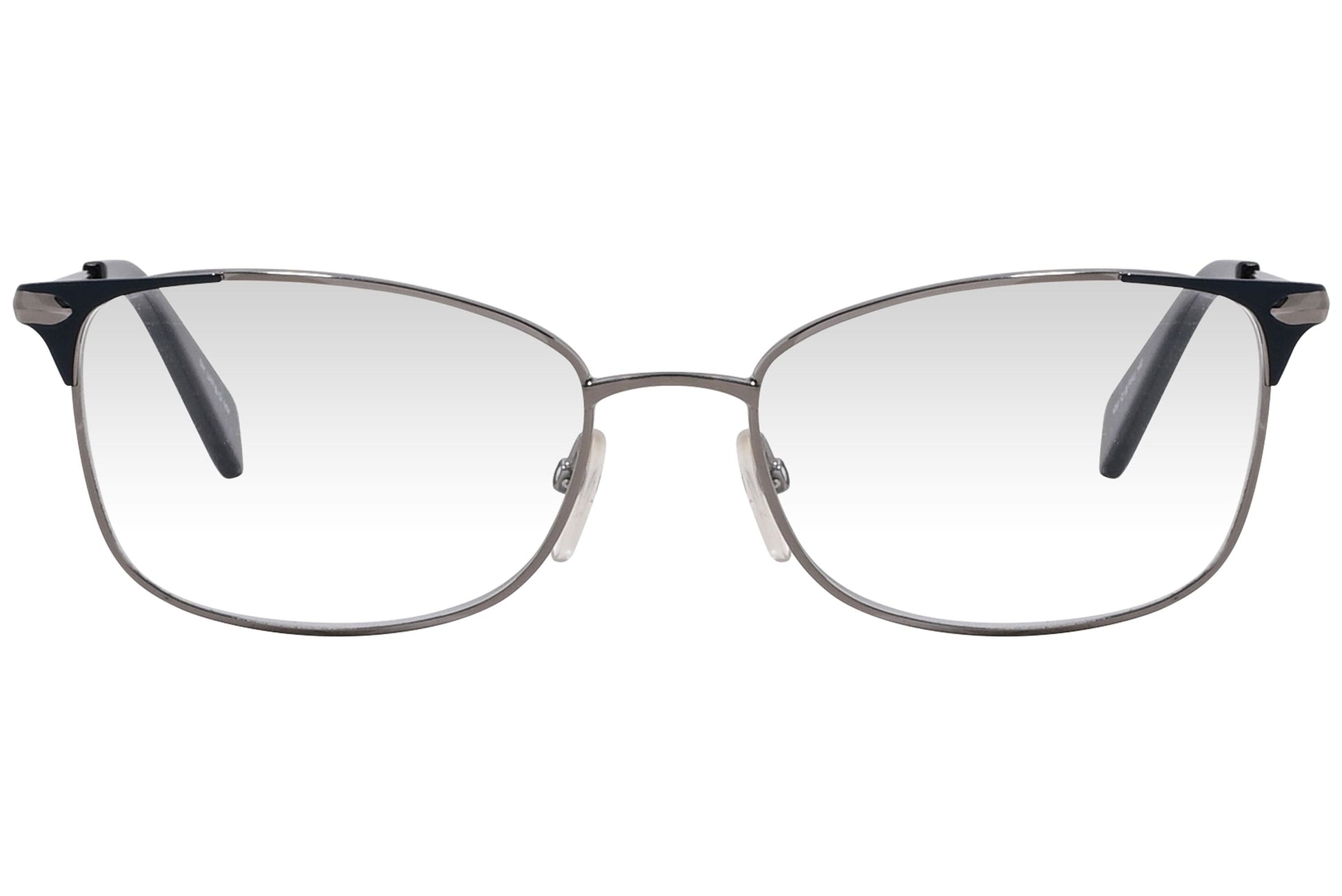 max mara rectangle gray eyeglasses frame viewed from front angle.