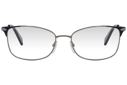 max mara rectangle gray eyeglasses frame viewed from front angle.