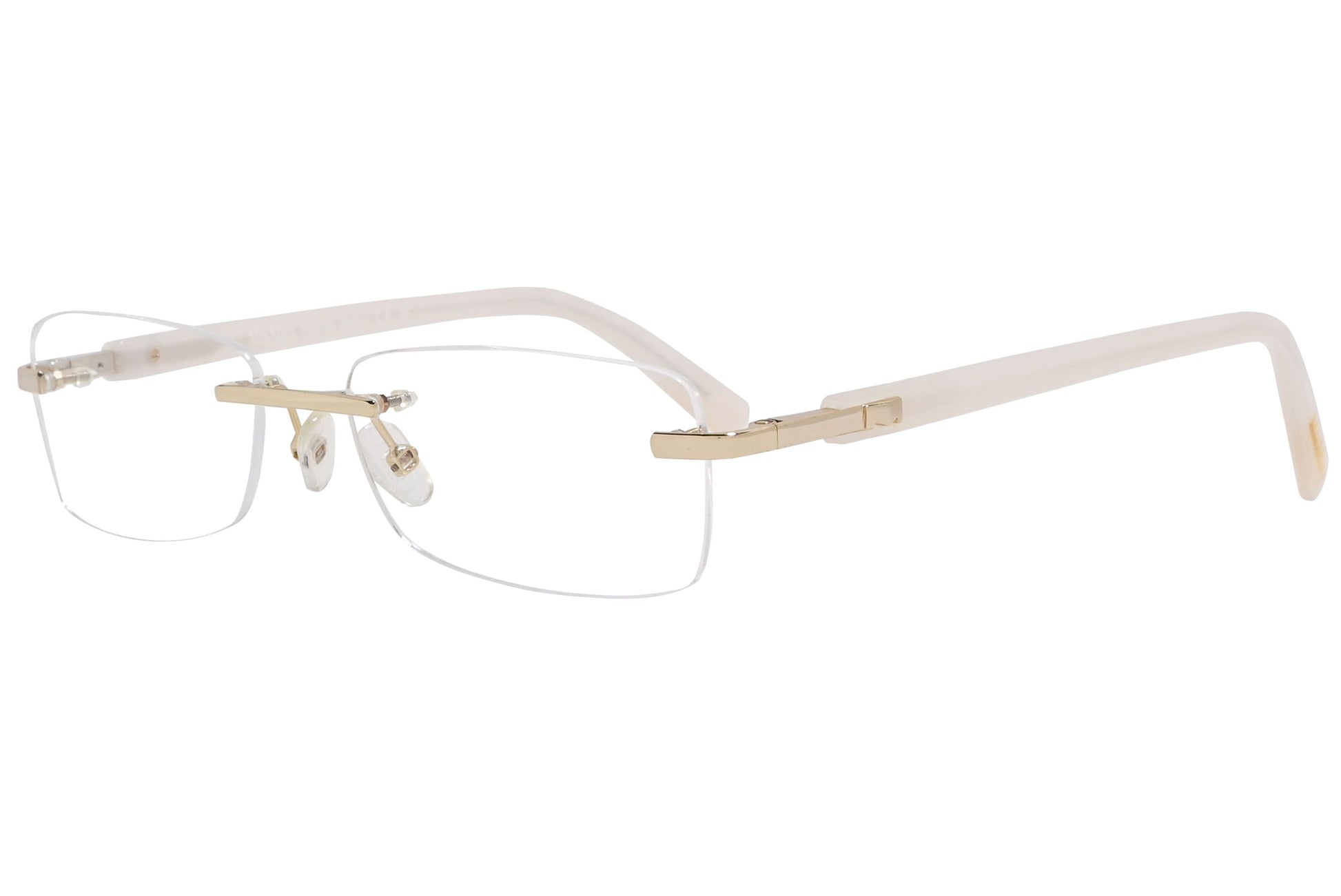 max mara rectangle white eyeglasses frame viewed from a 45-degree angle.