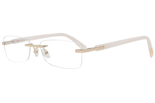 max mara rectangle white eyeglasses frame viewed from a 45-degree angle.