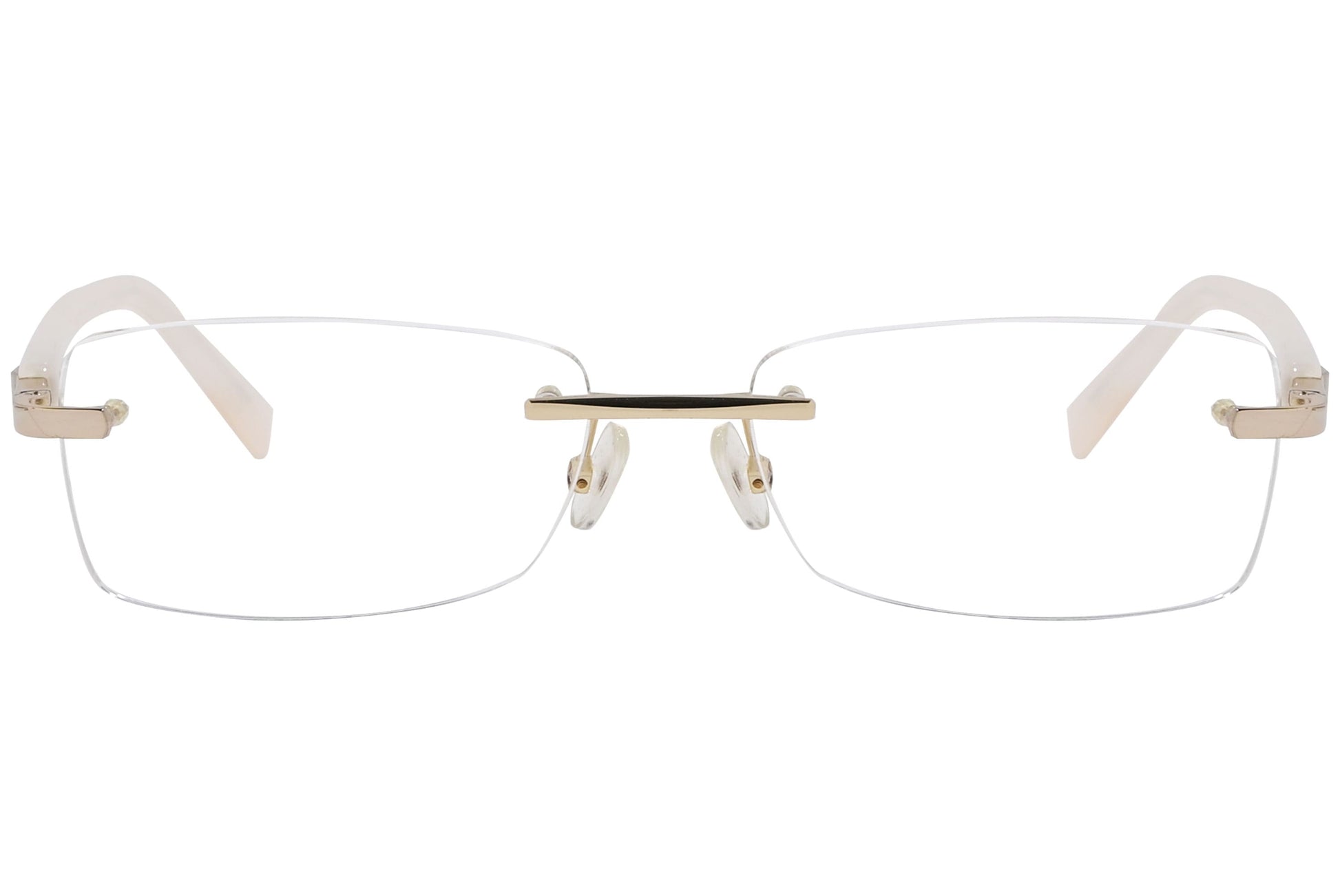 max mara rectangle white eyeglasses frame viewed from front angle.