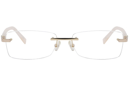 max mara rectangle white eyeglasses frame viewed from front angle.