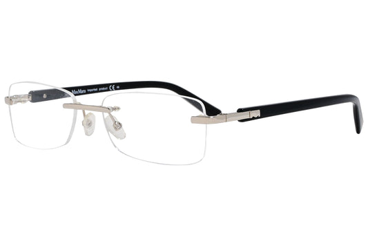 max mara rectangle black eyeglasses frame viewed from a 45-degree angle.