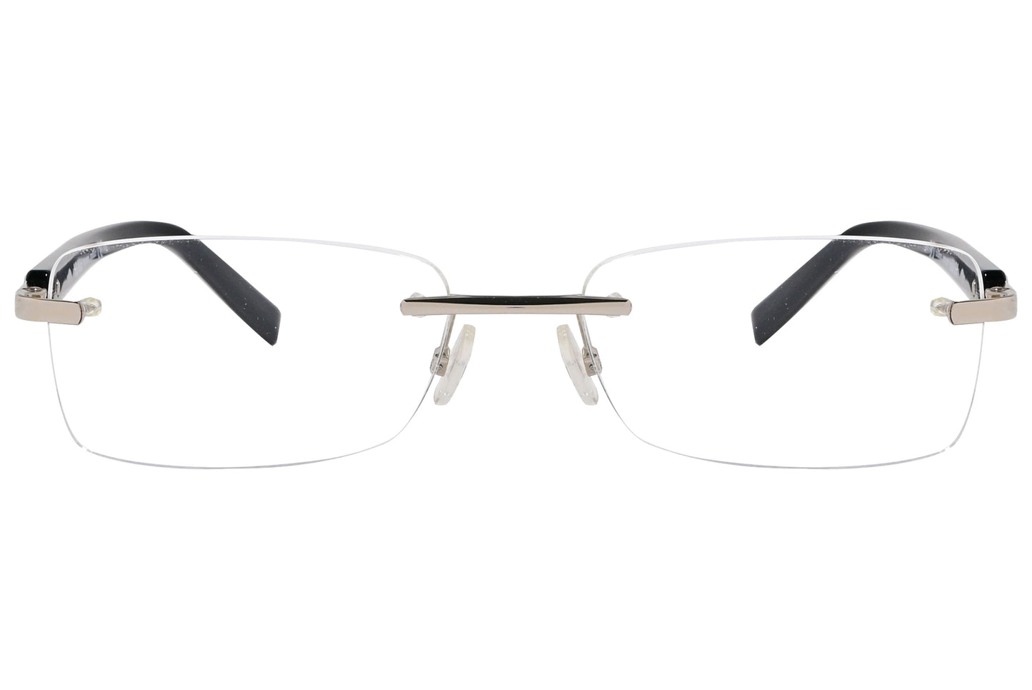 max mara rectangle black eyeglasses frame viewed from front angle.