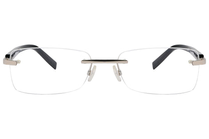 max mara rectangle black eyeglasses frame viewed from front angle.