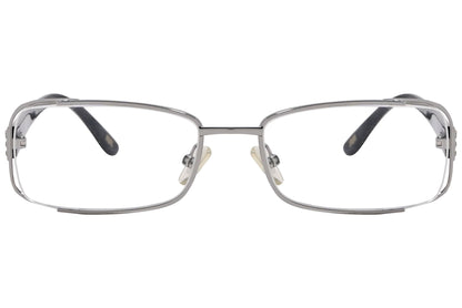 max mara rectangle silver and black eyeglasses frame viewed from front angle.