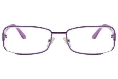 max mara rectangle purple eyeglasses frame viewed from front angle.