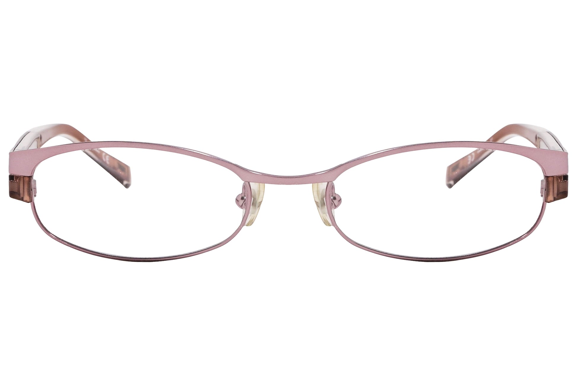 max mara oval brown eyeglasses frame viewed from front angle.