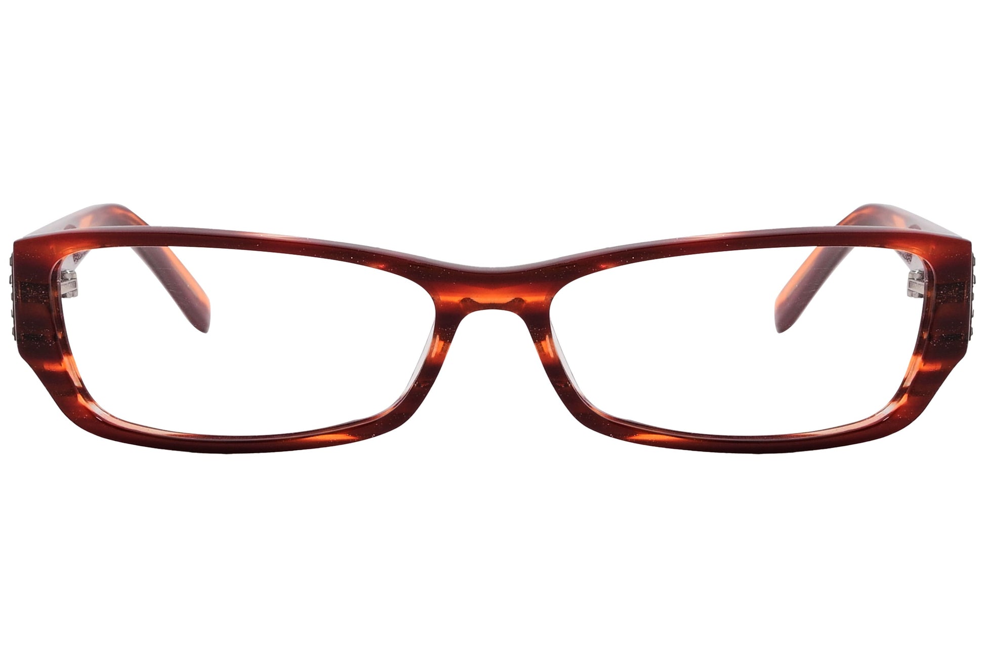 max mara rectangle brown eyeglasses frame viewed from front angle.