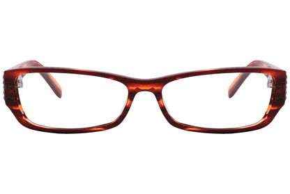 max mara rectangle brown eyeglasses frame viewed from front angle.