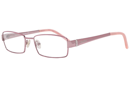 max mara rectangle pink eyeglasses frame viewed from a 45-degree angle.