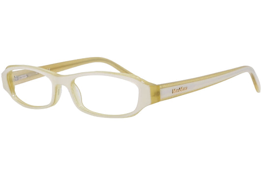 max mara rectangle yellow eyeglasses frame viewed from a 45-degree angle.