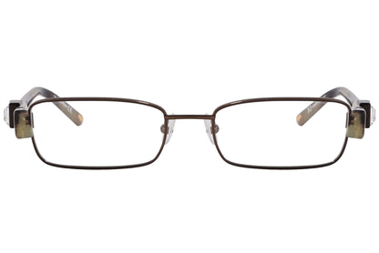 max mara rectangle bronze eyeglasses frame viewed from front angle.