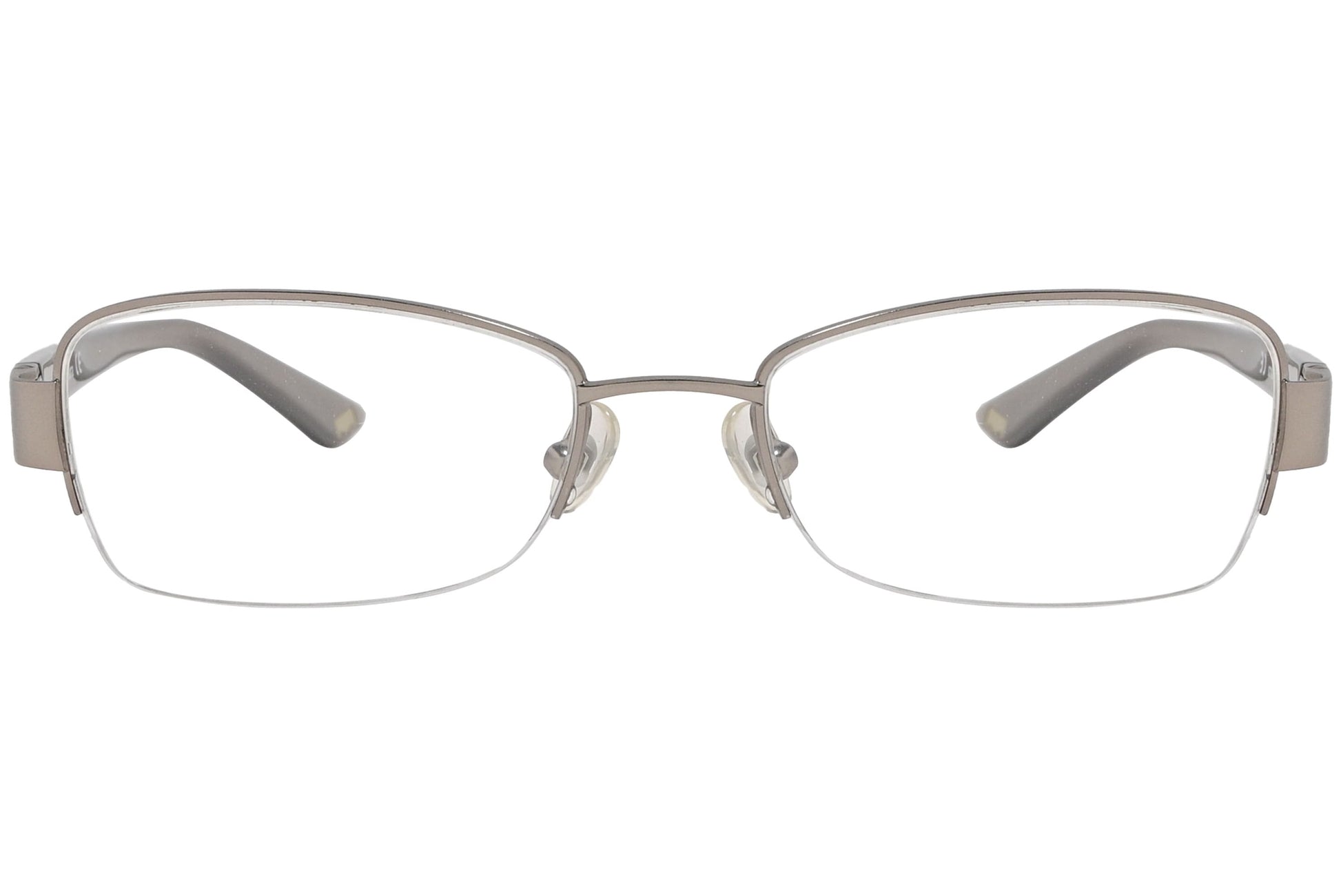 max mara rectangle gray eyeglasses frame viewed from front angle.