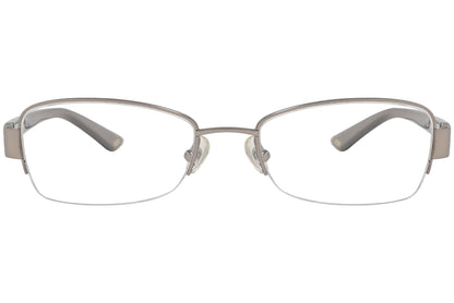 max mara rectangle gray eyeglasses frame viewed from front angle.