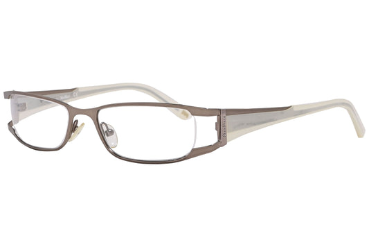 max mara rectangle gray eyeglasses frame viewed from a 45-degree angle.