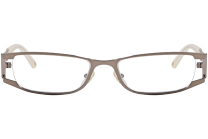 max mara rectangle gray eyeglasses frame viewed from front angle.