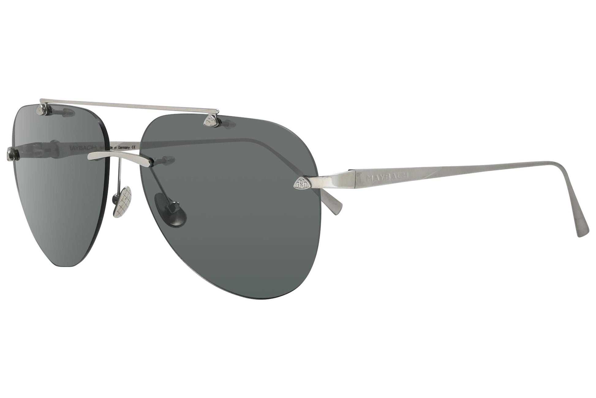 Maybach Silver Color  Sunglasses Viewed From A 45-Degree Angle.