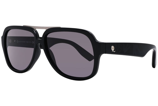 mcqueen aviator black eyeglasses frame viewed from a 45-degree angle.