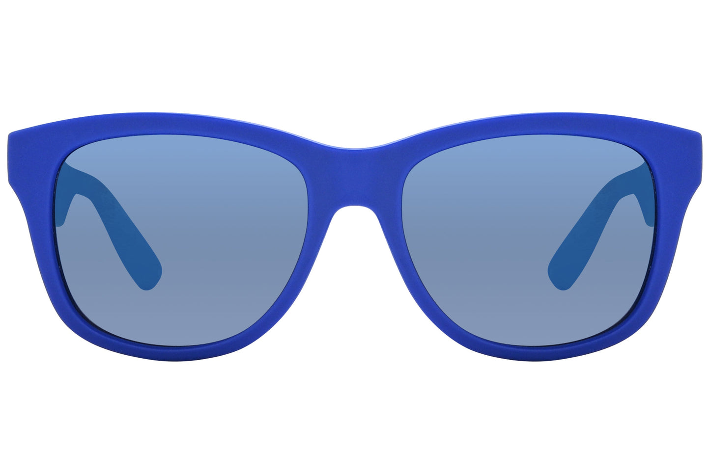 mcqueen oval blue with tortoise eyeglasses frame viewed from a 90-degree angle.