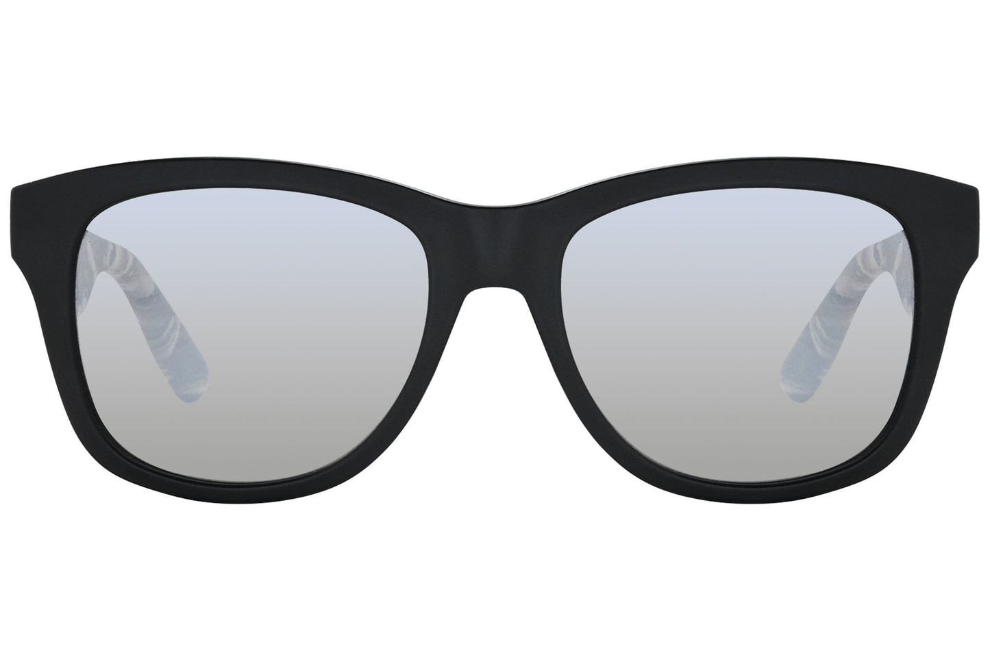 mcqueen oval black with tortoise eyeglasses frame viewed from a 90-degree angle.