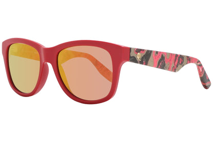 mcqueen oval red with tortoise eyeglasses frame viewed from a 45-degree angle.