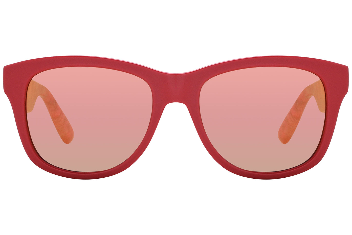 mcqueen oval red with tortoise eyeglasses frame viewed from a 90-degree angle.