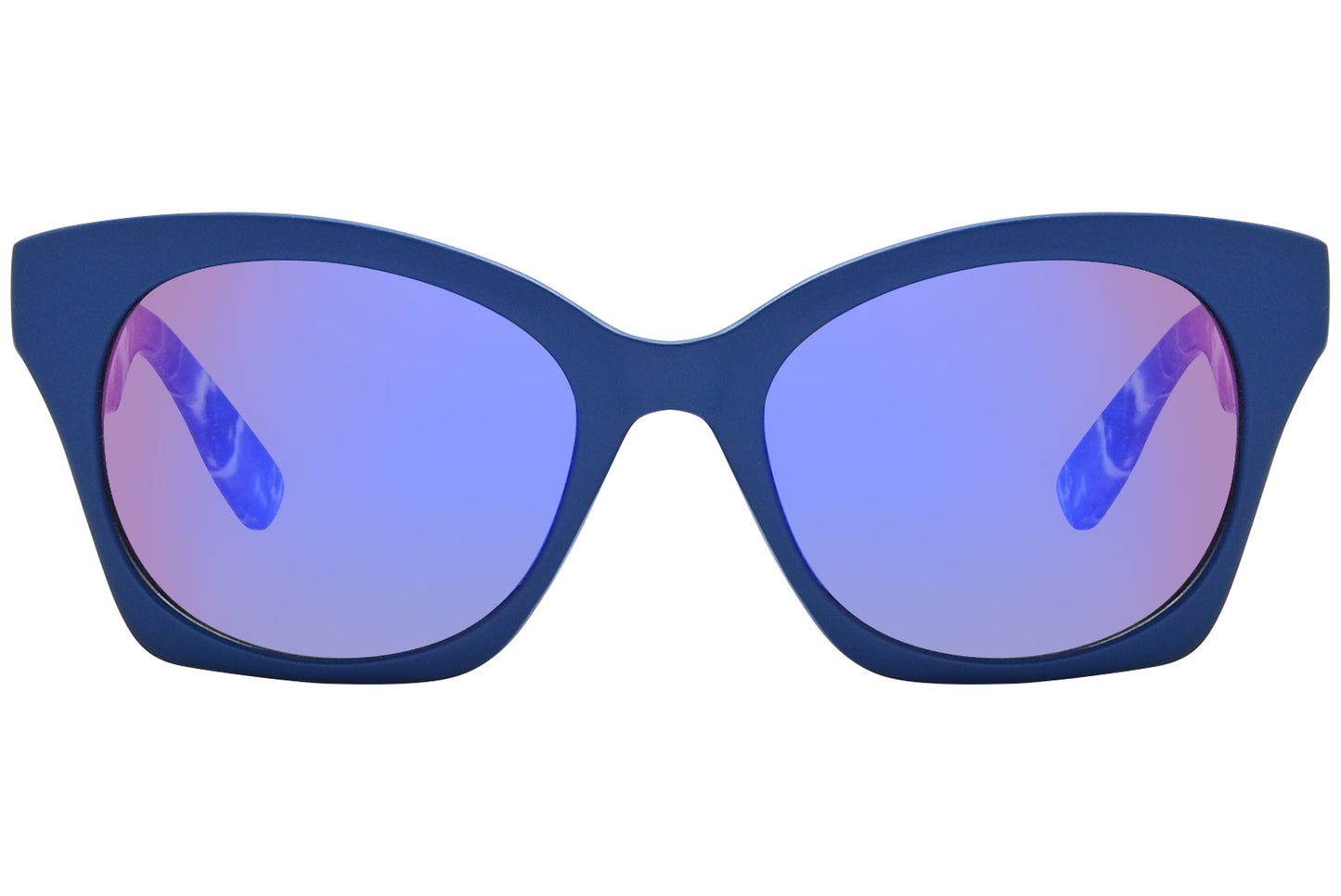 mcqueen oval blue with tortoise eyeglasses frame viewed from a 90-degree angle.