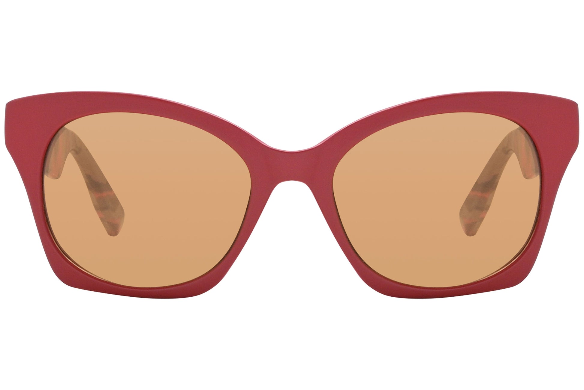 mcqueen oval red with tortoise eyeglasses frame viewed from a 45-degree angle.