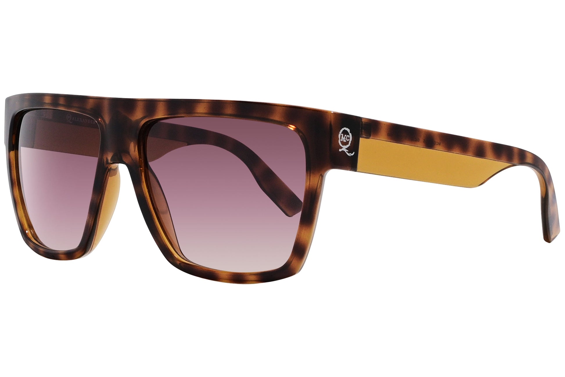 mcqueen oval  tortoise eyeglasses frame viewed from a 45-degree angle.